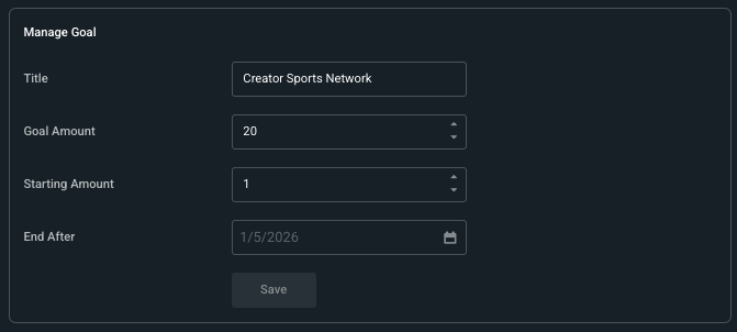 Sponsorship App Conversion Goal settings